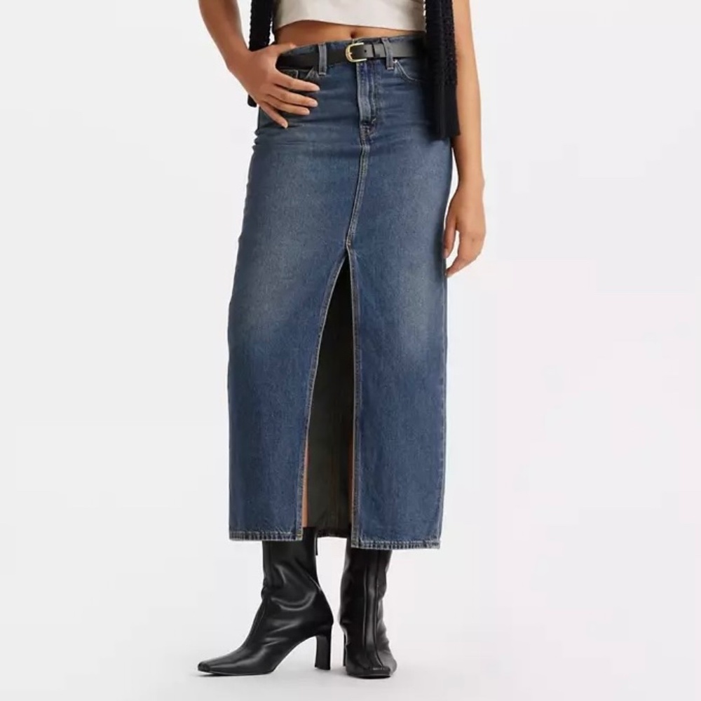 Levi’s Ankle Column Skirt, Waist 25, Blue (Hello - Dark Wash), NWT